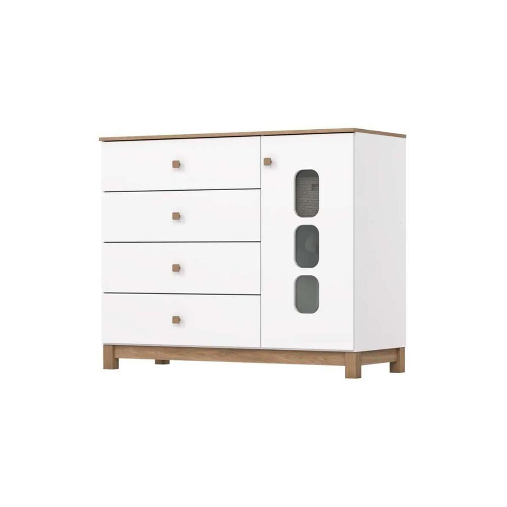 Quarto Infantil Completo Aconchego 2 Peças (1 Berço + 1 Cômoda) Qi83 Branco-jequitiba - Henn