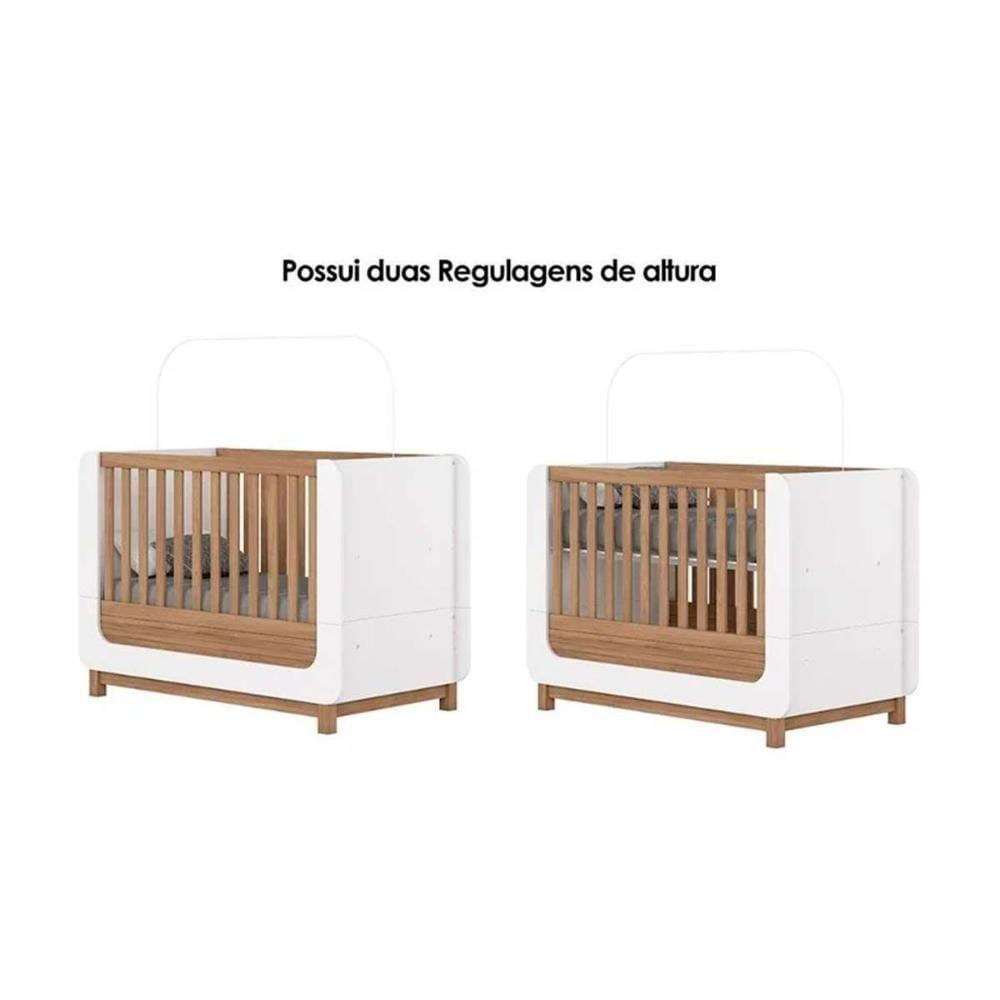 Quarto Infantil Completo Aconchego 2 Peças (1 Berço + 1 Cômoda) Qi83 Branco-jequitiba - Henn