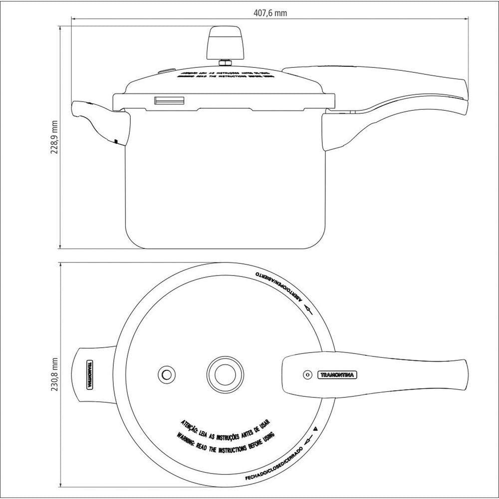 Panela De Pressão Vancouver Alumínio Revestimento Antiaderente Starflon Preta 20 Cm 4,5 L