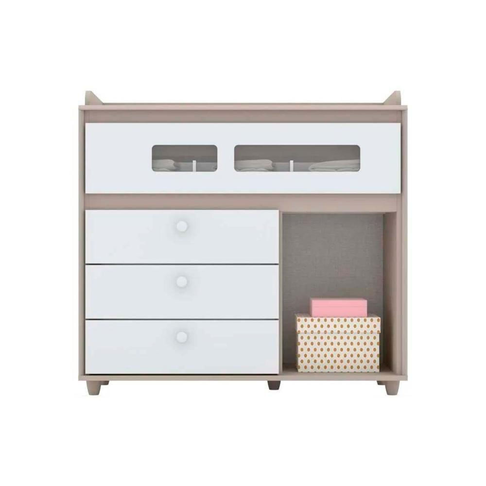 Quarto Infantil Completo Aquarela 2 Peças (1 Berço + 1 Cômoda) Qi63 Branco - Henn