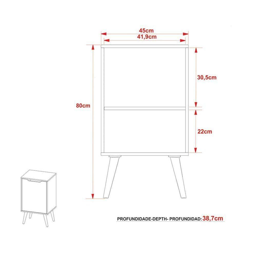 Gabinete De Banheiro Com pés Bn3641 Sem Cuba 1 Porta 45cm Amêndoa - Tecno Mobili