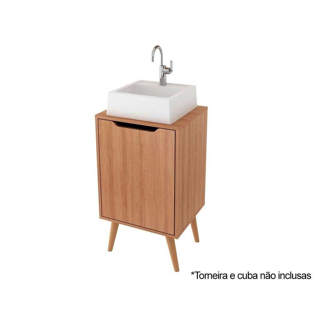 Gabinete De Banheiro Com pés Bn3641 Sem Cuba 1 Porta 45cm Amêndoa - Tecno Mobili