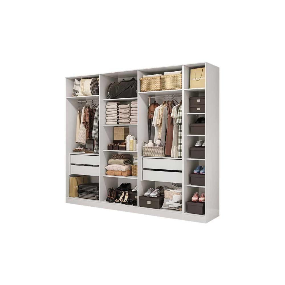 Quarto Casal Completo Adapt 2 Peças (1 Closet Aberto + 1 Módulo Aberto) Qcm71 Branco - Kappesberg