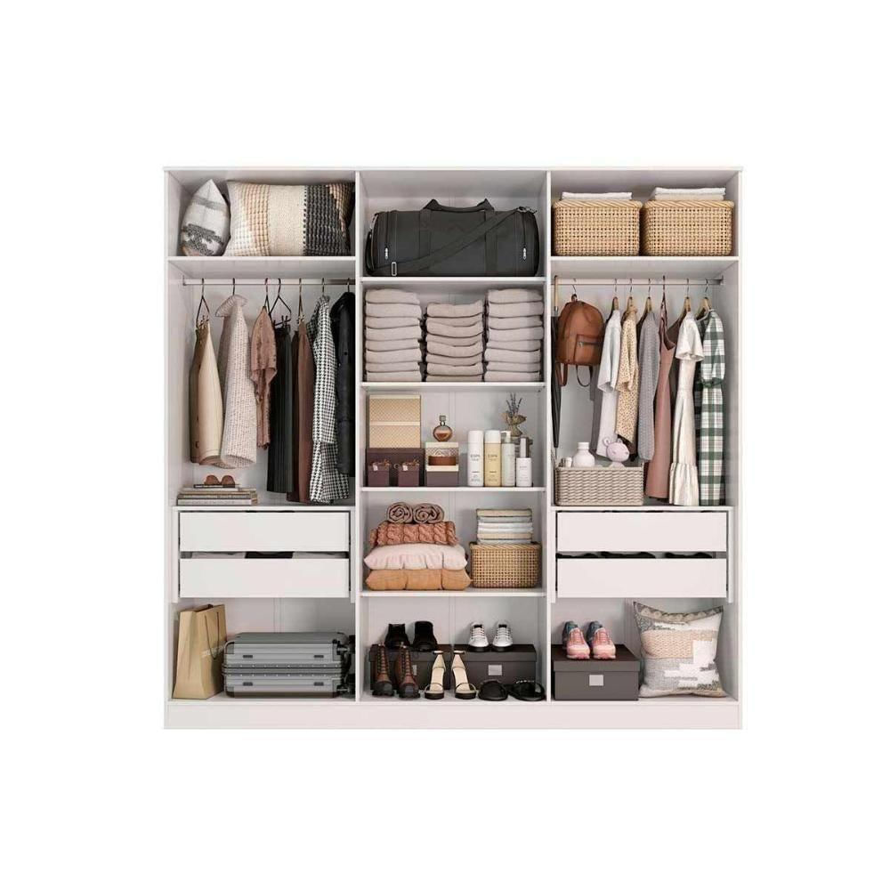 Quarto Casal Completo Adapt 2 Peças (1 Closet Aberto + 1 Módulo Aberto) Qcm71 Branco - Kappesberg