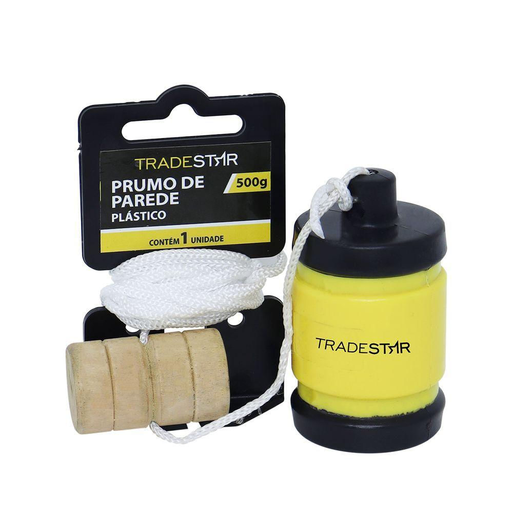 Prumo Plástico 500g Corda Nylon Taco Madeira Tradestar