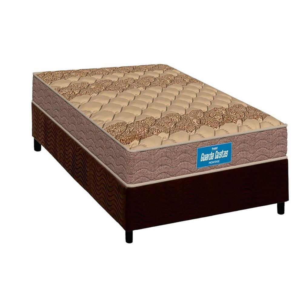 Conjunto Box Solteiro Colchão Anatômico Probel Colchão D33 Firmepedic Guarda Costas Próintense Brown + Base Crc Suede Brown(88x188)