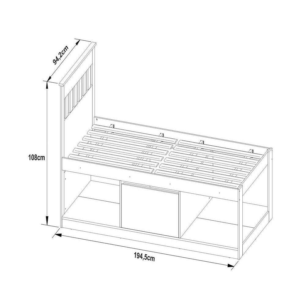 Cama Solteiro Multifuncional C- Nichos E Baú Cm8037 Branco - Tecno Mobili