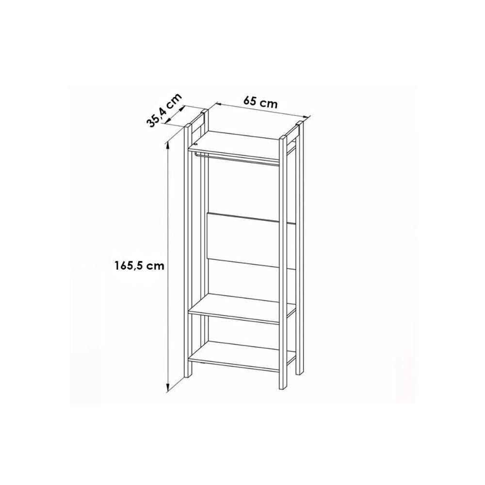 Quarto Completo Solteiro 4 Peças (cama Cm8010 + Cama Auxiliar Cm8008 + Cabideiro Az1029 + Mesa Cabeceira Az1016) Nogal-branco - Tecno Mobili