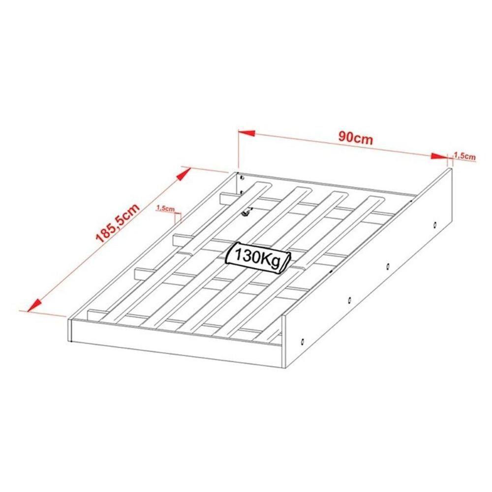 Quarto Completo Solteiro 4 Peças (cama Cm8010 + Cama Auxiliar Cm8008 + Cabideiro Az1029 + Mesa Cabeceira Az1016) Nogal-branco - Tecno Mobili