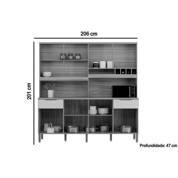 Kit De Cozinha Compacta Concord 8 Portas E 2 Gavetas 200x206cm