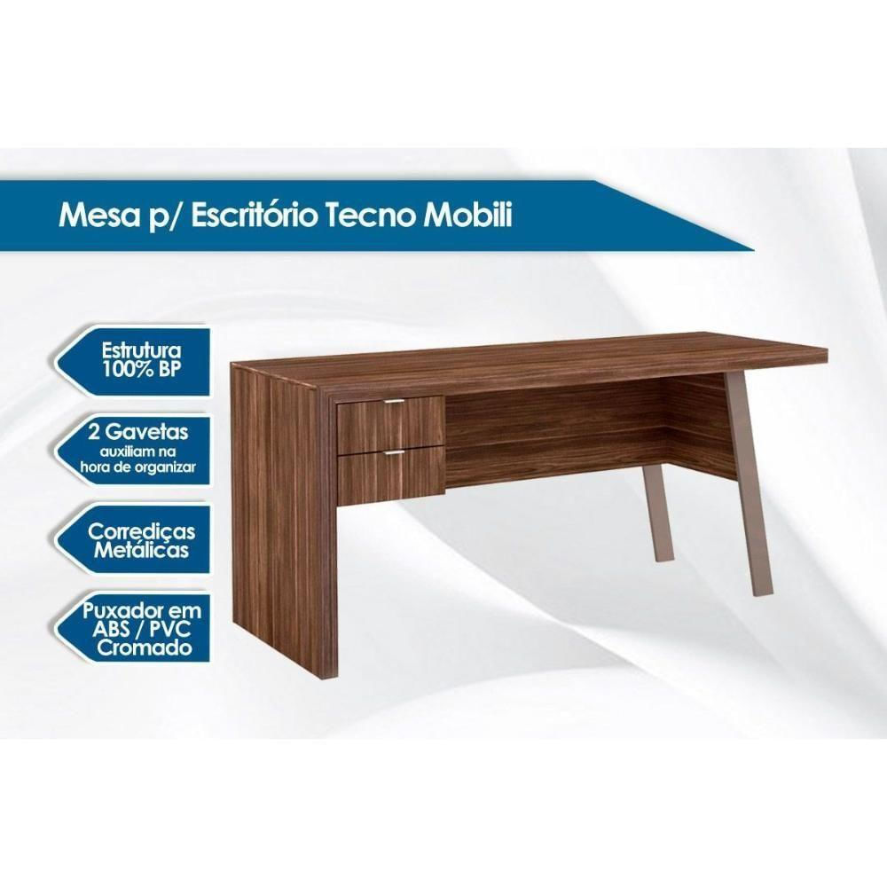 Mesa De Computador Me4122 C- 2 Gavetas Amêndoa - Tecno Mobili