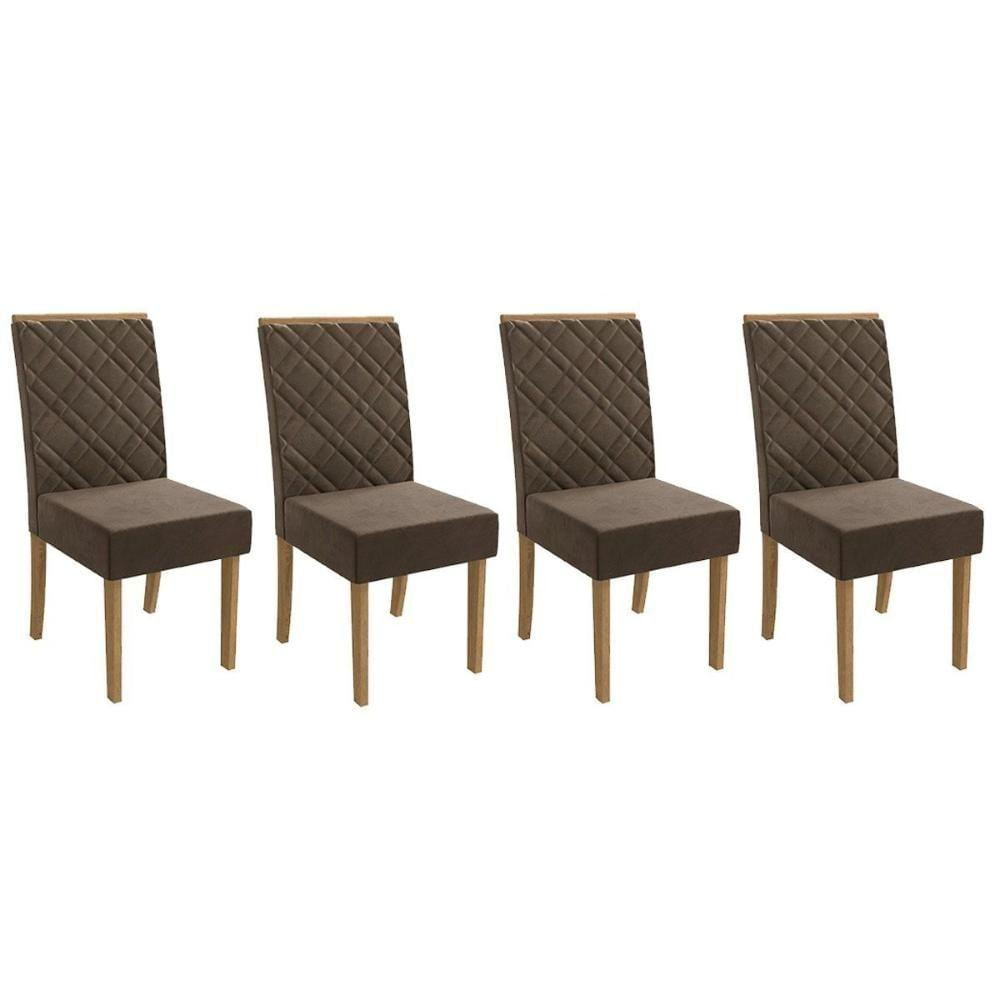 Cadeira Sala De Jantar 2cad149fr Kit 4 Un Freijo-veludo Marrom A033 - Kappesberg