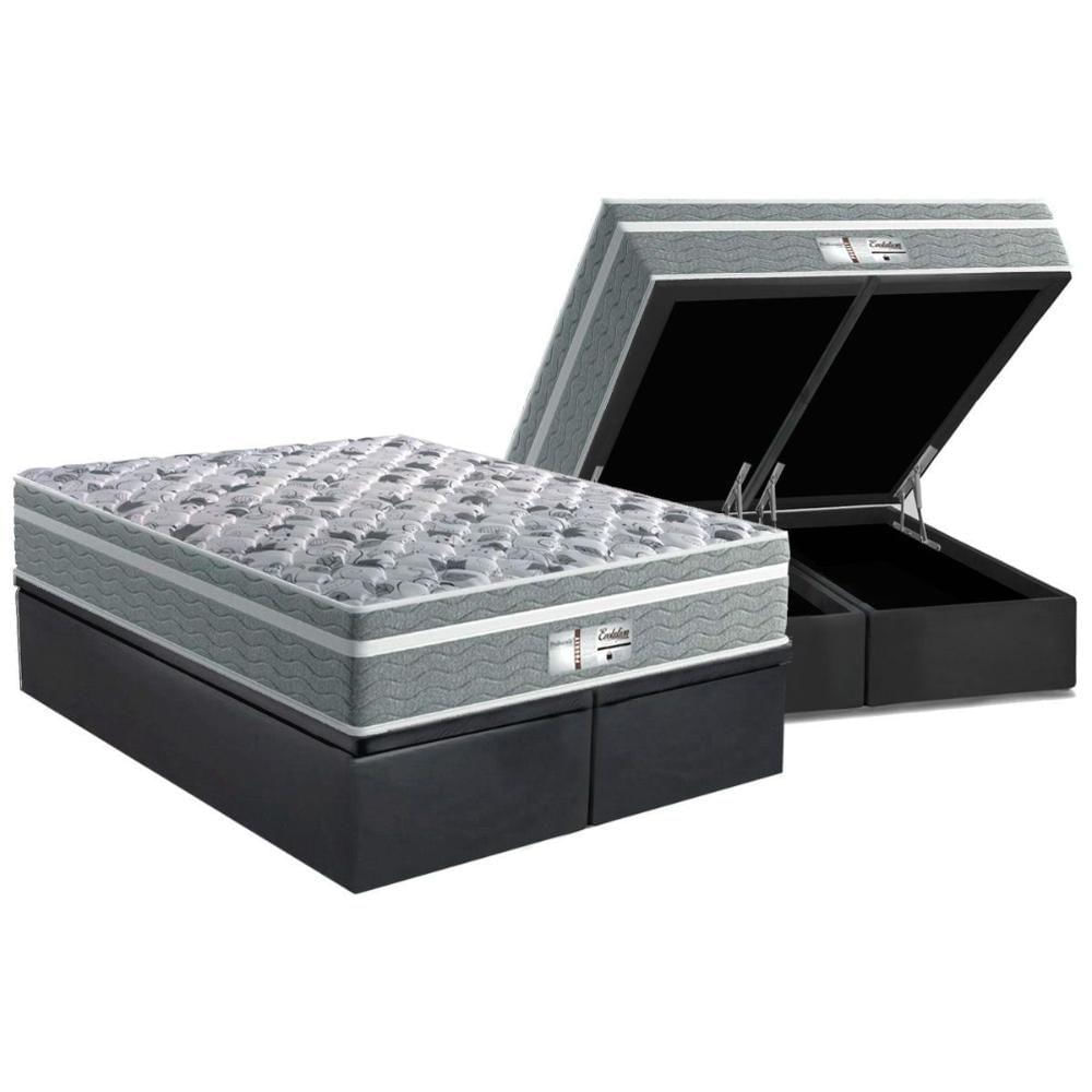 Conjunto Box Baú King: Colchão Molas Probel Ensacadas Evolution Gray + Base Crc Suede Gray (193x203)
