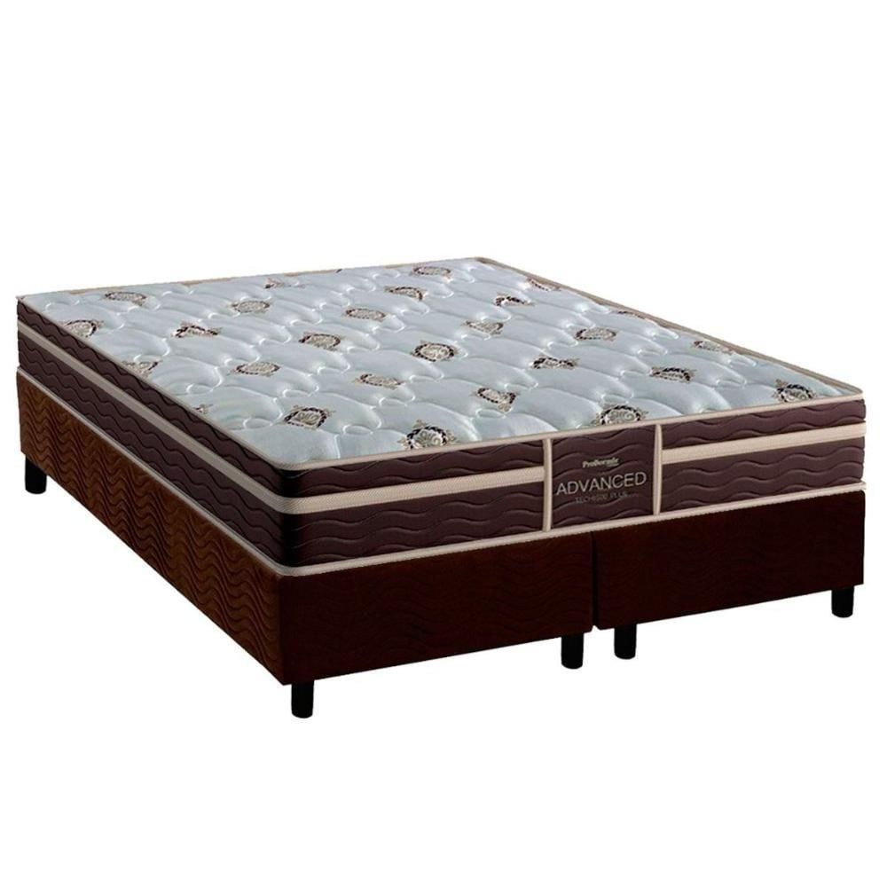 Conjunto Box Queen Colchão Anatômico Probel Colchão D33 Firmepedic Prodormir Advanced Tech1500 Plus Brown + Base Crc Suede Brown(158x198)