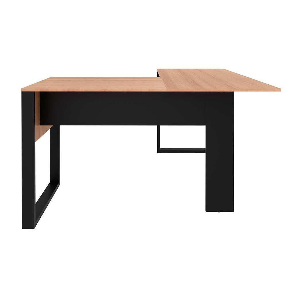 Mesa Multiuso Escritório Canto Me4181 Amêndoa-preto - Tecno Mobili