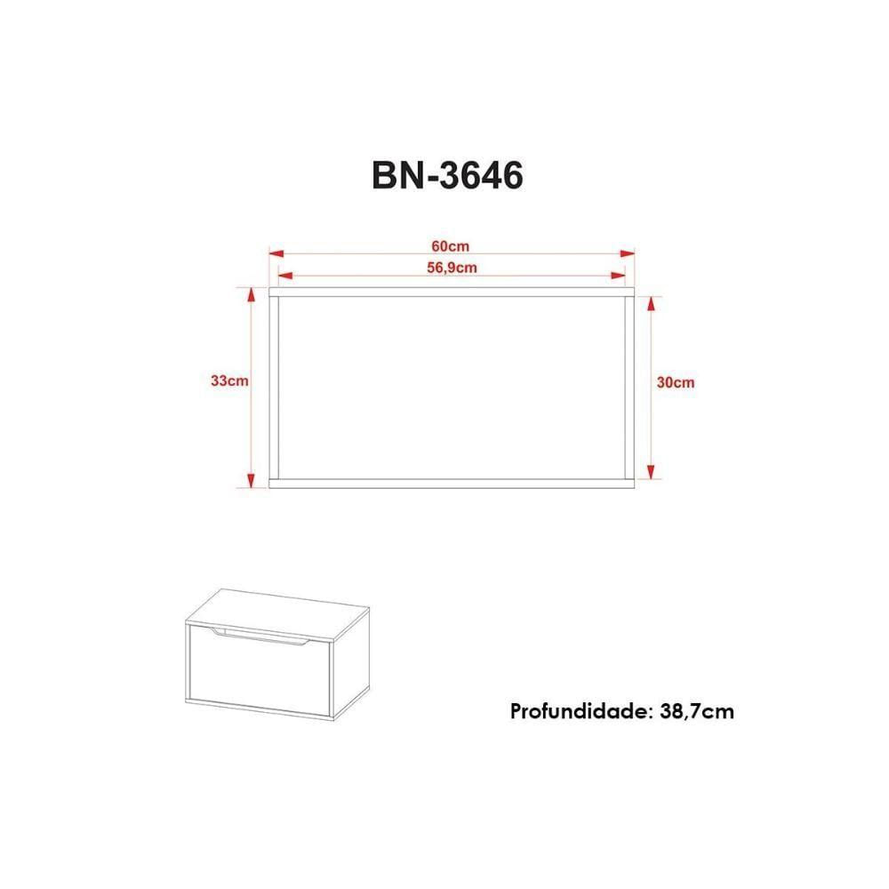 Conjunto De Banheiro Balcão Suspenso Bn3646 E Balcão Com Rodízios Bn3647 60cm E Armário Com Espelho Bn3648 60cm Branco - Tecno Mobili