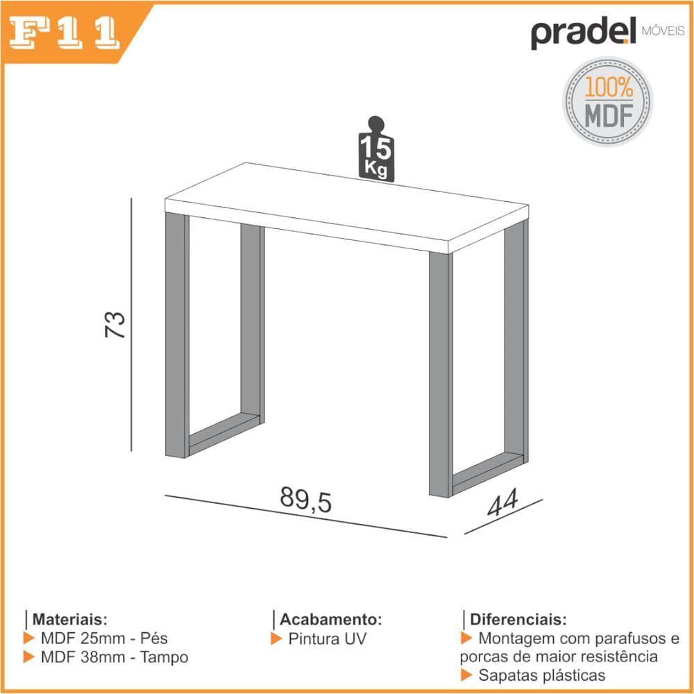 Escrivaninha 89,5x44 Cm Em Mdf F20 Freijó-preto Fosco Dalla Costa