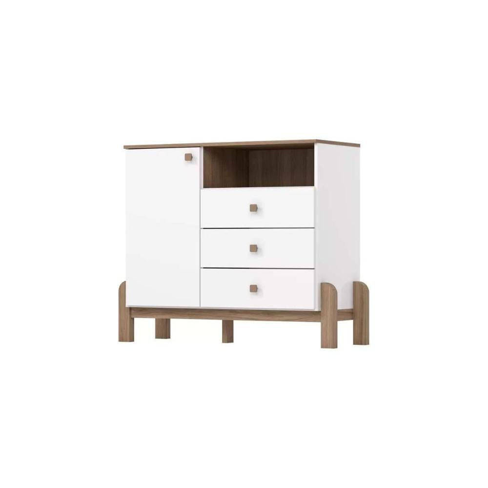 Quarto Infantil Completo Ternura 2 Peças (1 Cômoda + 1 Berço) Qi92 Branco-jequitiba - Henn