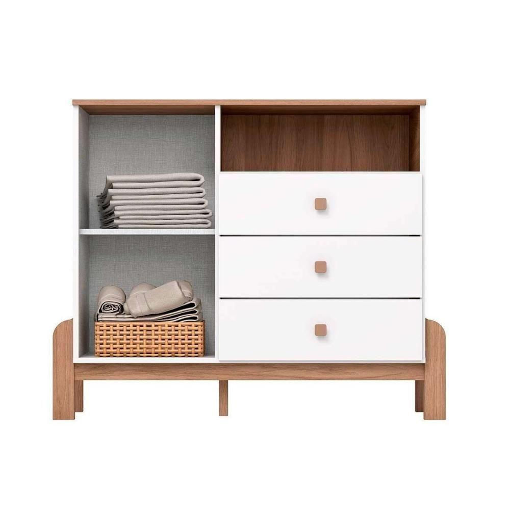 Quarto Infantil Completo Ternura 2 Peças (1 Cômoda + 1 Berço) Qi92 Branco-jequitiba - Henn