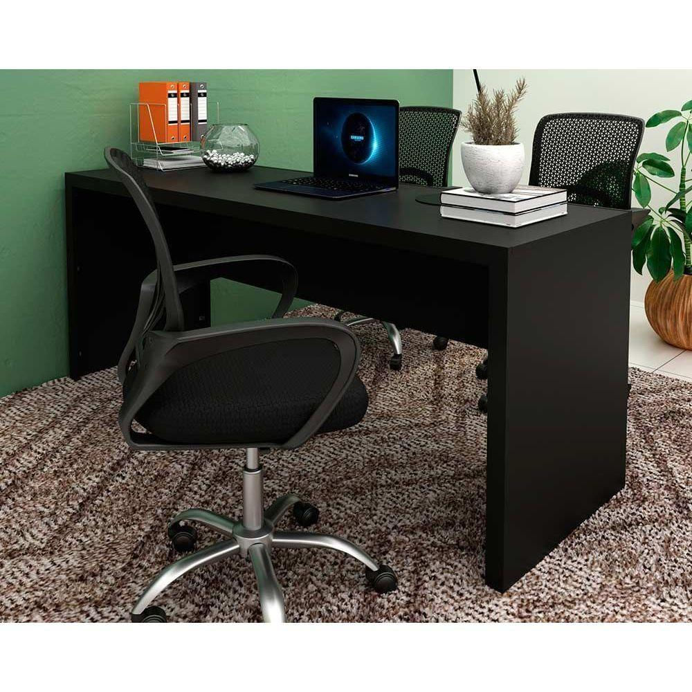 Mesa De Escritório Me4185 180cm Preto - Tecno Mobili