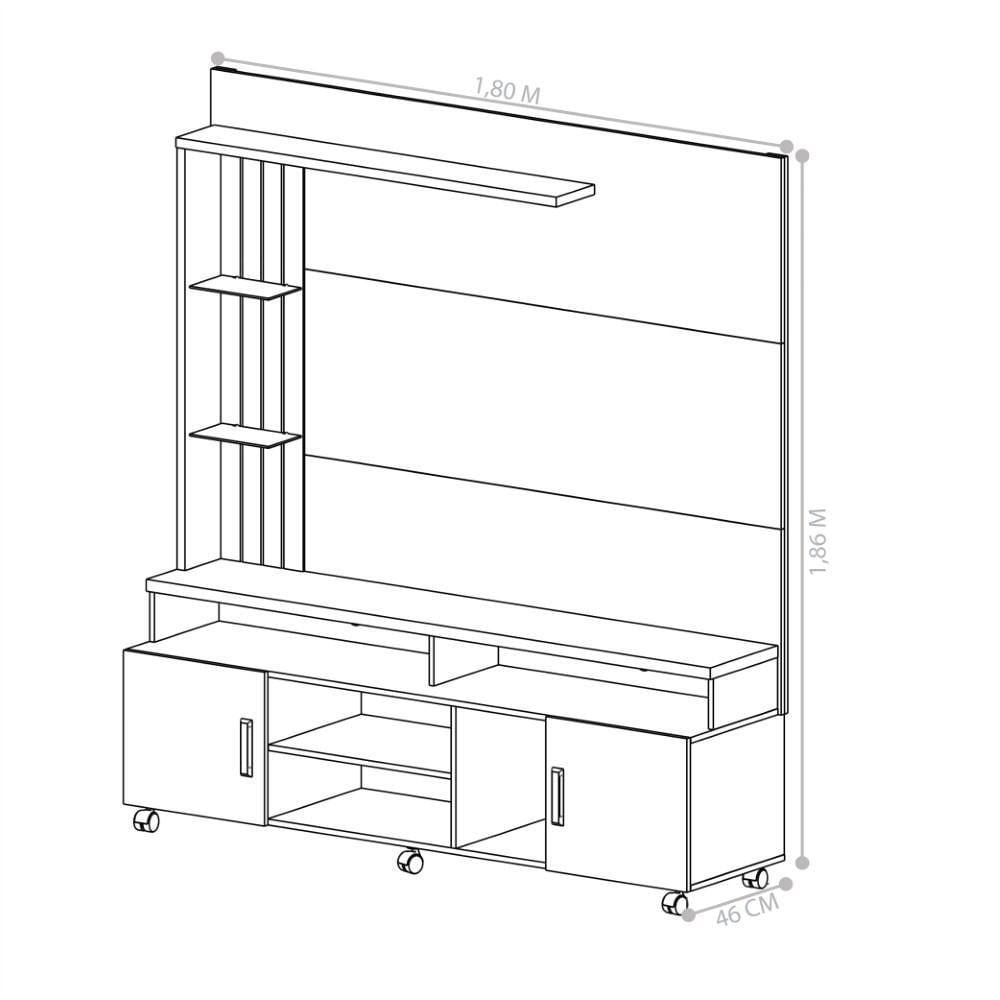 Painel E Rack Para Tv Tiane Off White E Canela