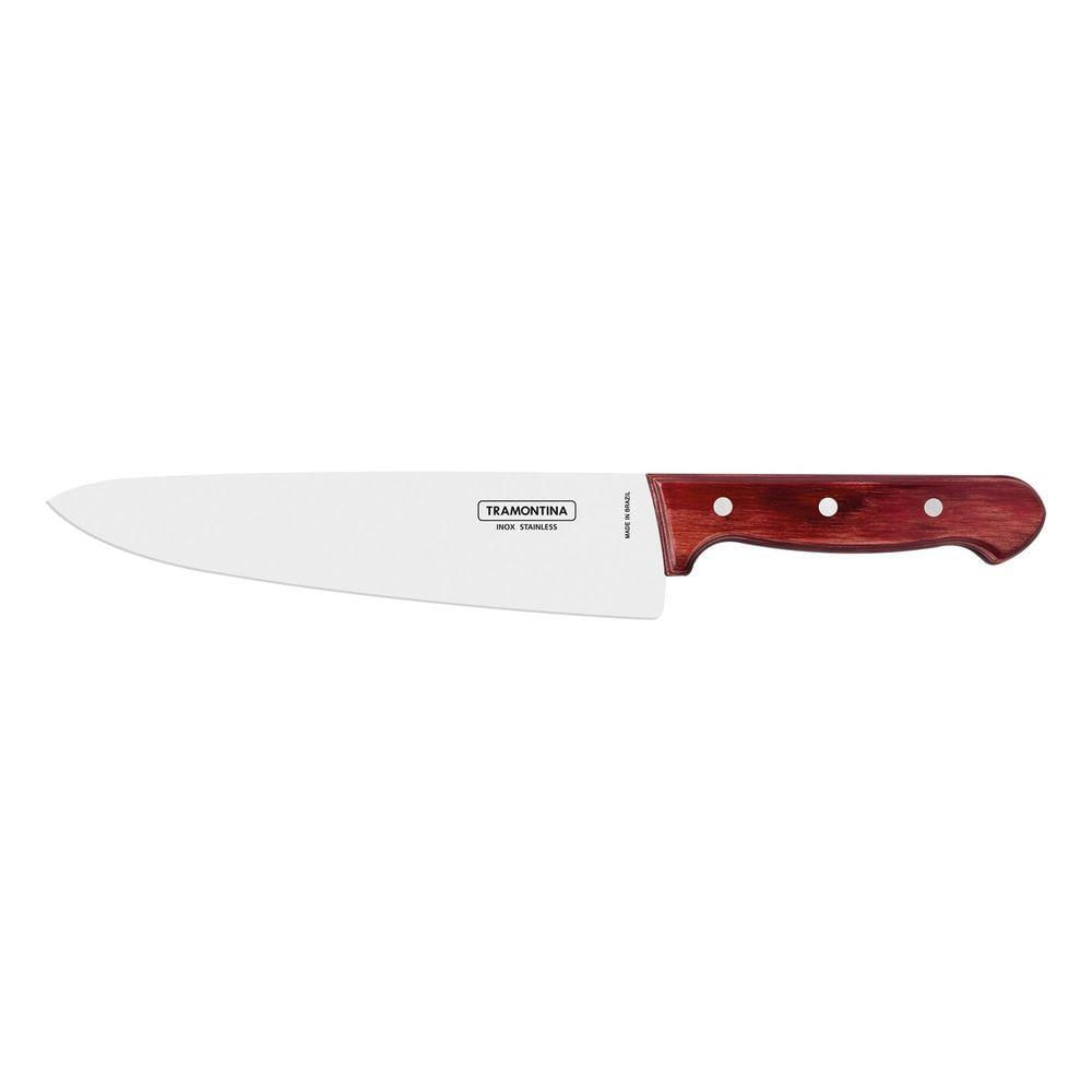 Faca Tramontina Para Carne 10" Lâmina Em Aço Inox Vermelho Polywood Tramontina