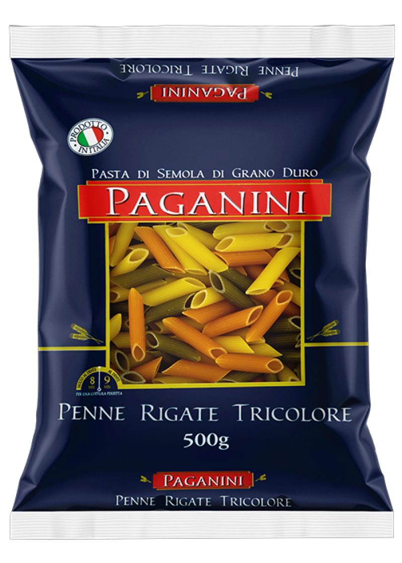 Macarrão Penne Rigate Tricolore Paganini 500g