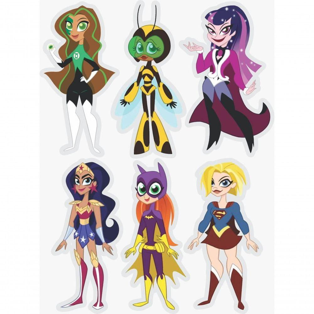 Kit Display De Mesa 6 Peças Para Festa Dc Super Hero Girls Mdf