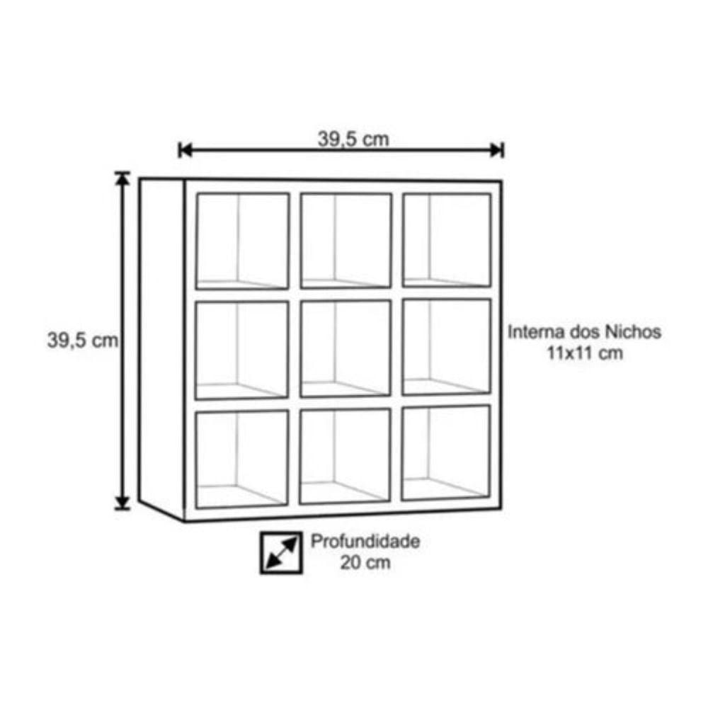 Kit 2 Nicho Decorativo Porta Toalha Com 9 Nichos Multiuso Requinte branco