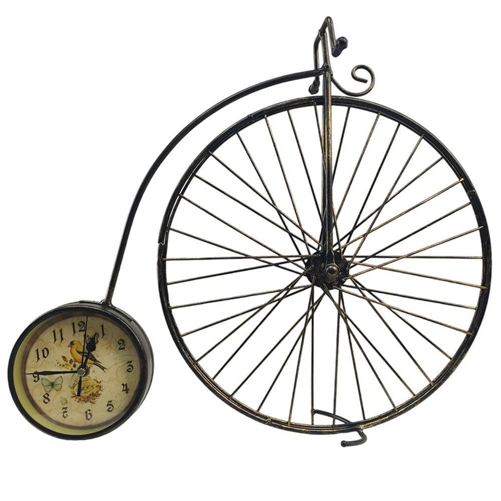 Relogio De Mesa Vintage Bicicleta Passaro Decoraçao Retro Quarto Sala Bancada Jardim Enfeite