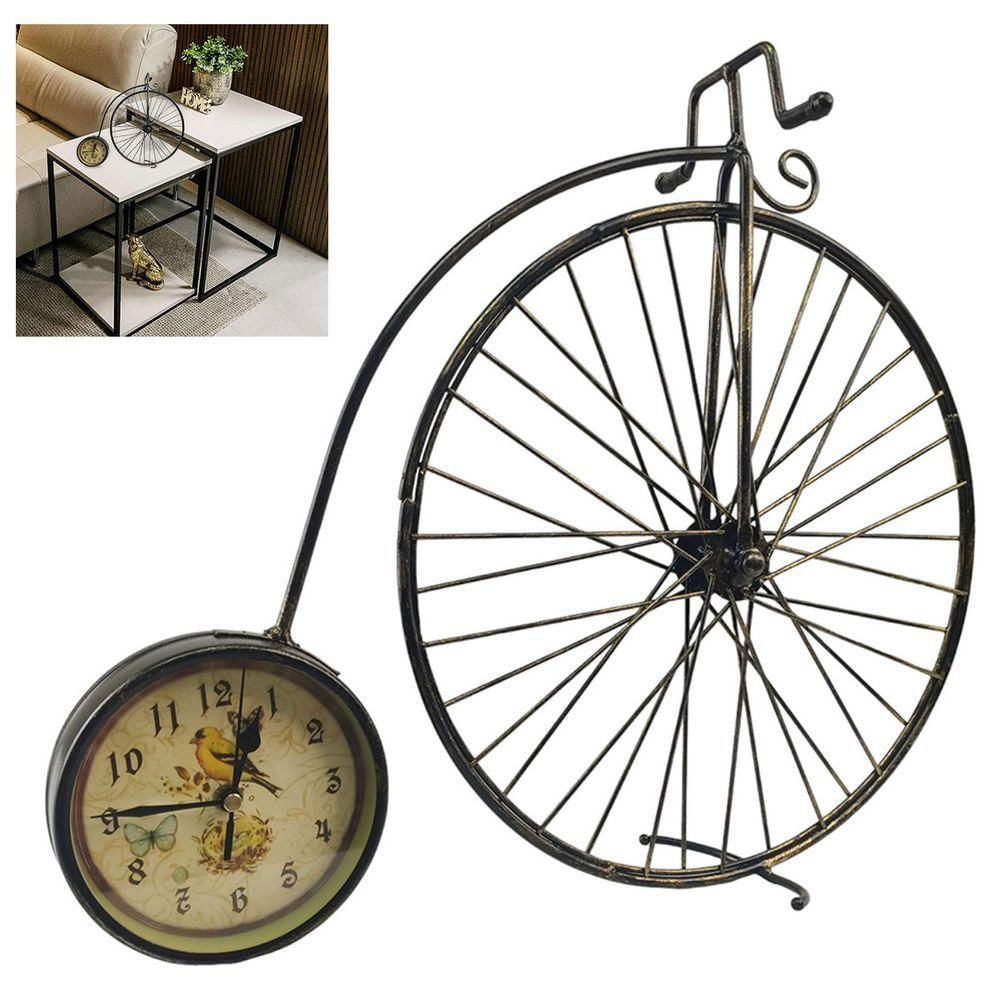 Relogio De Mesa Vintage Bicicleta Passaro Decoraçao Retro Quarto Sala Bancada Jardim Enfeite