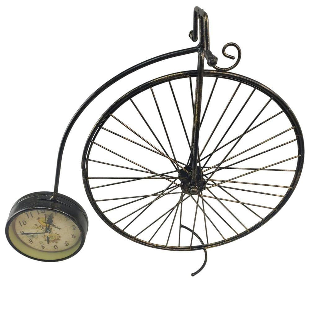 Relogio De Mesa Vintage Bicicleta Passaro Decoraçao Retro Quarto Sala Bancada Jardim Enfeite