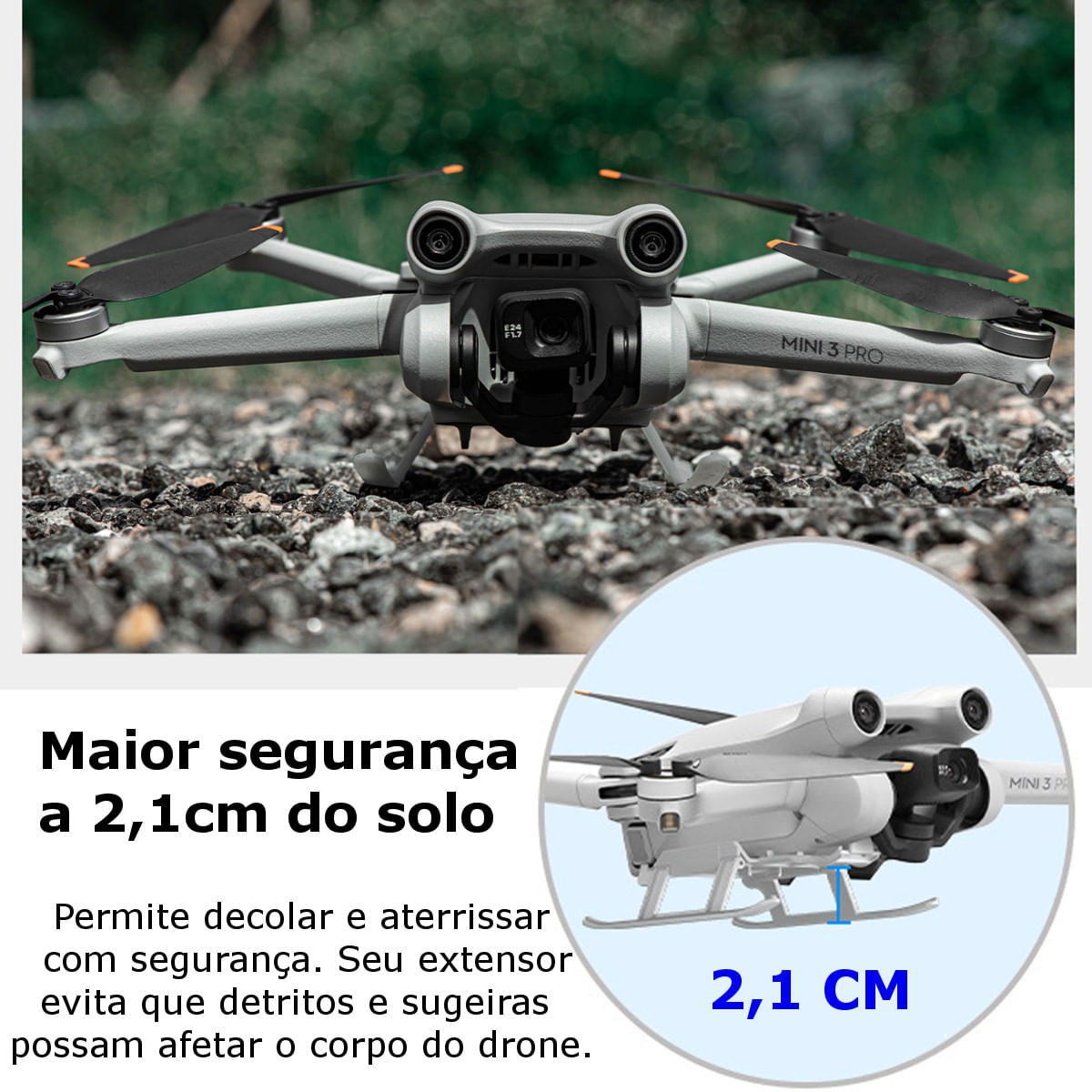 Trem de Pouso Extensor e  Dobrável Para Drone DJI Mini 3 Pro