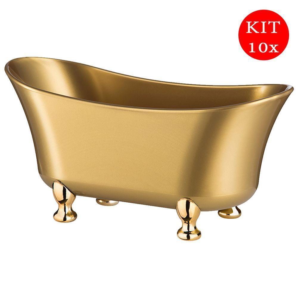 Conjunto 10 Banheiras Organizadoras Decoração De Banheiro Cor:dourado