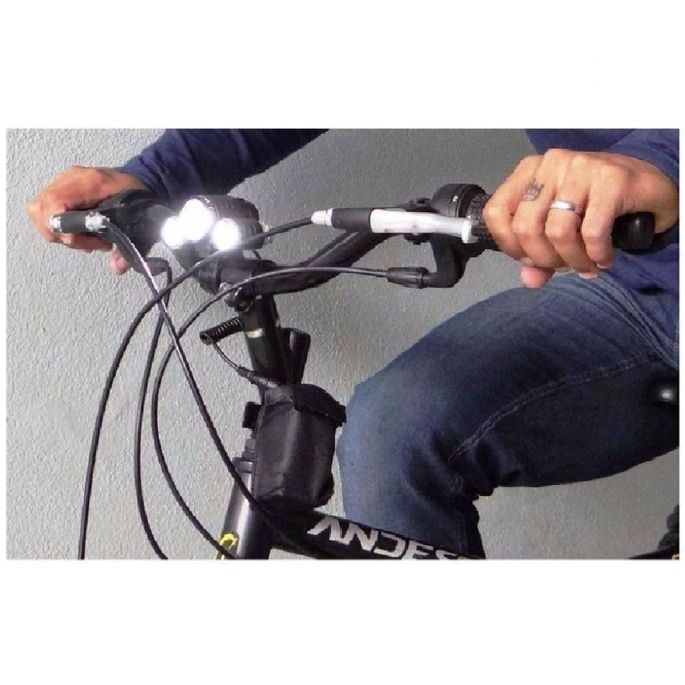 Lanterna de Cabeça Triplo Led Bike Recarregável Profissional com 3 Leds T6 Cree