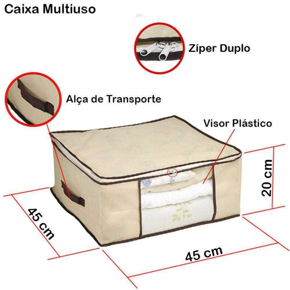 Caixa Organizador Guarda Roupa Flexivel Com Ziper Multiuso Compact Armario Chao Closets Dobravel