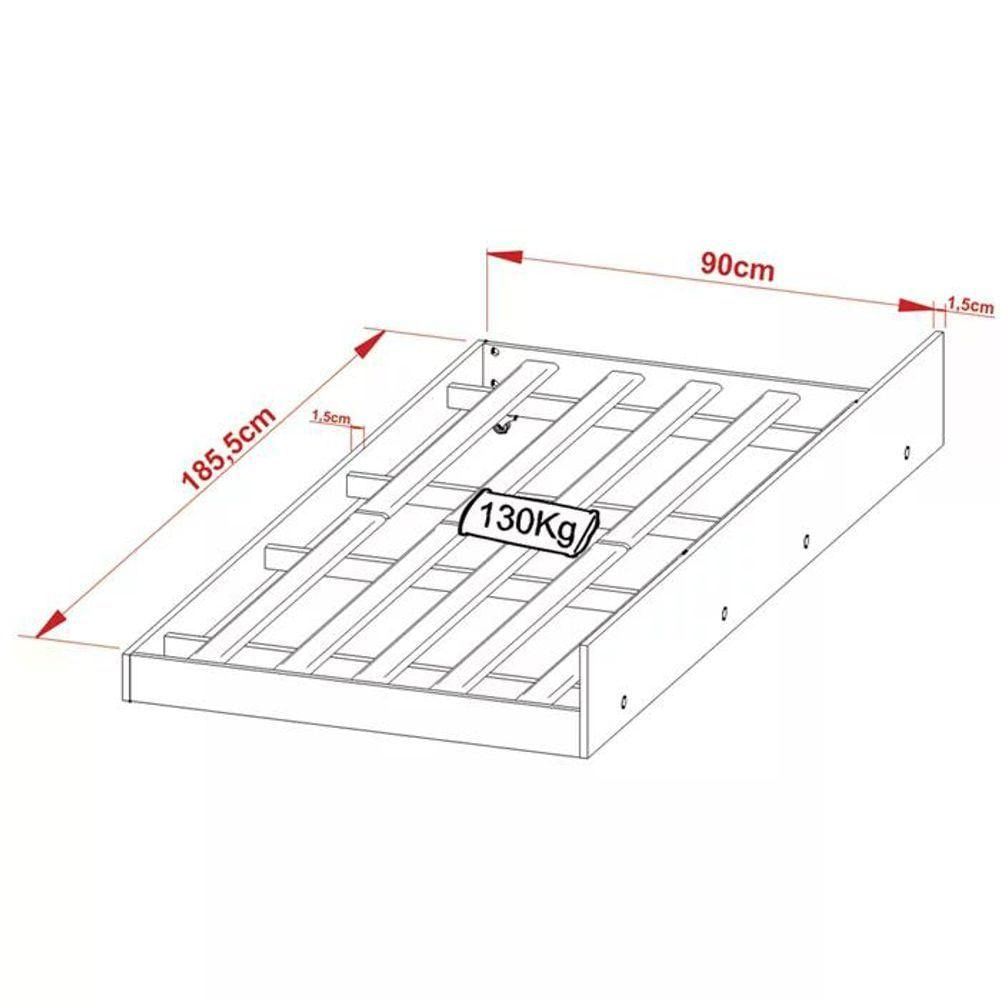 Cama Solteiro Com Auxiliar Cm8006 Cm8008 Qt8 Amendoa Branco Tecno Mobili Amendoa Branco