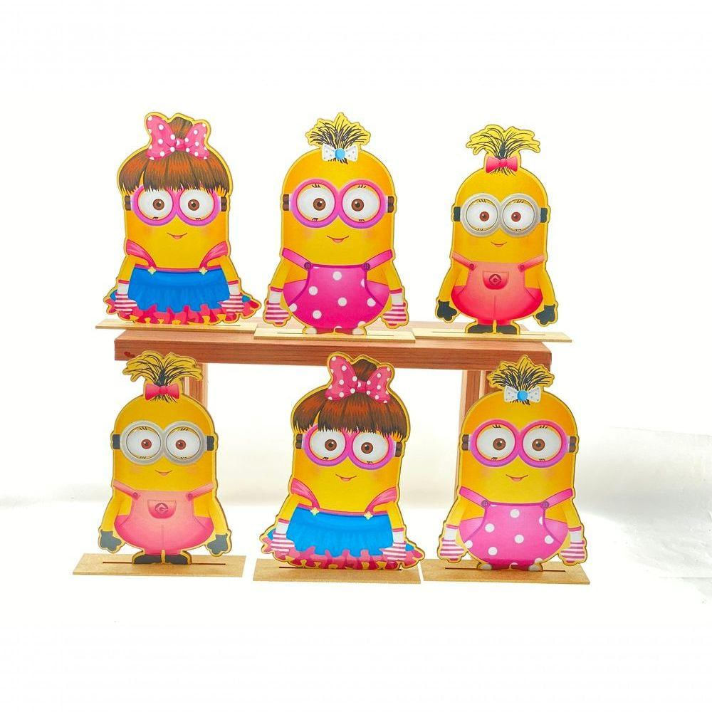 Kit Display De Mesa 6 Peças Para Festa Minions Feminino Mdf