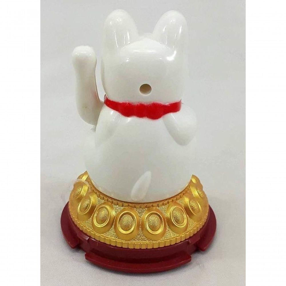 Maneki Neko Gato Sorte Branco Japonês Energia Solar 9 Cm