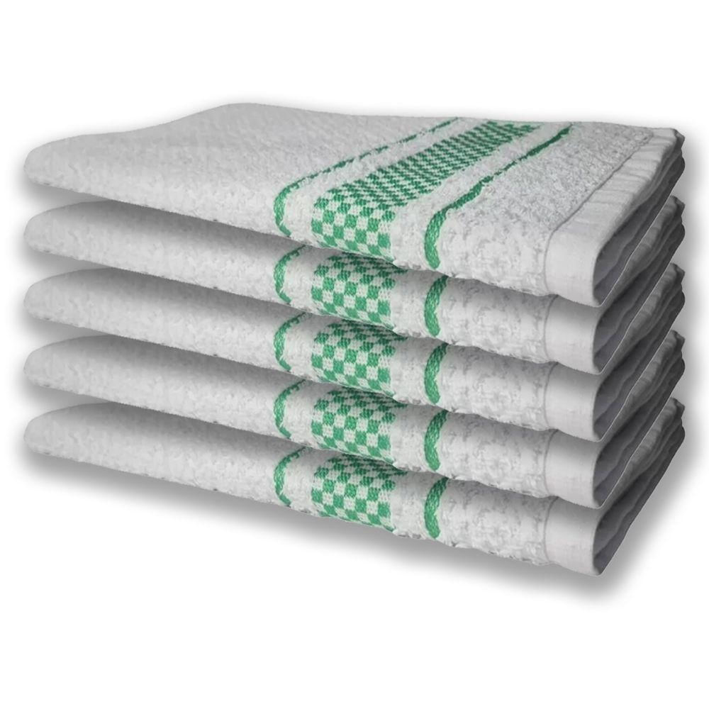 5 Panos De Prato Atoalhado Felpudo 370g/m² Premium Verde