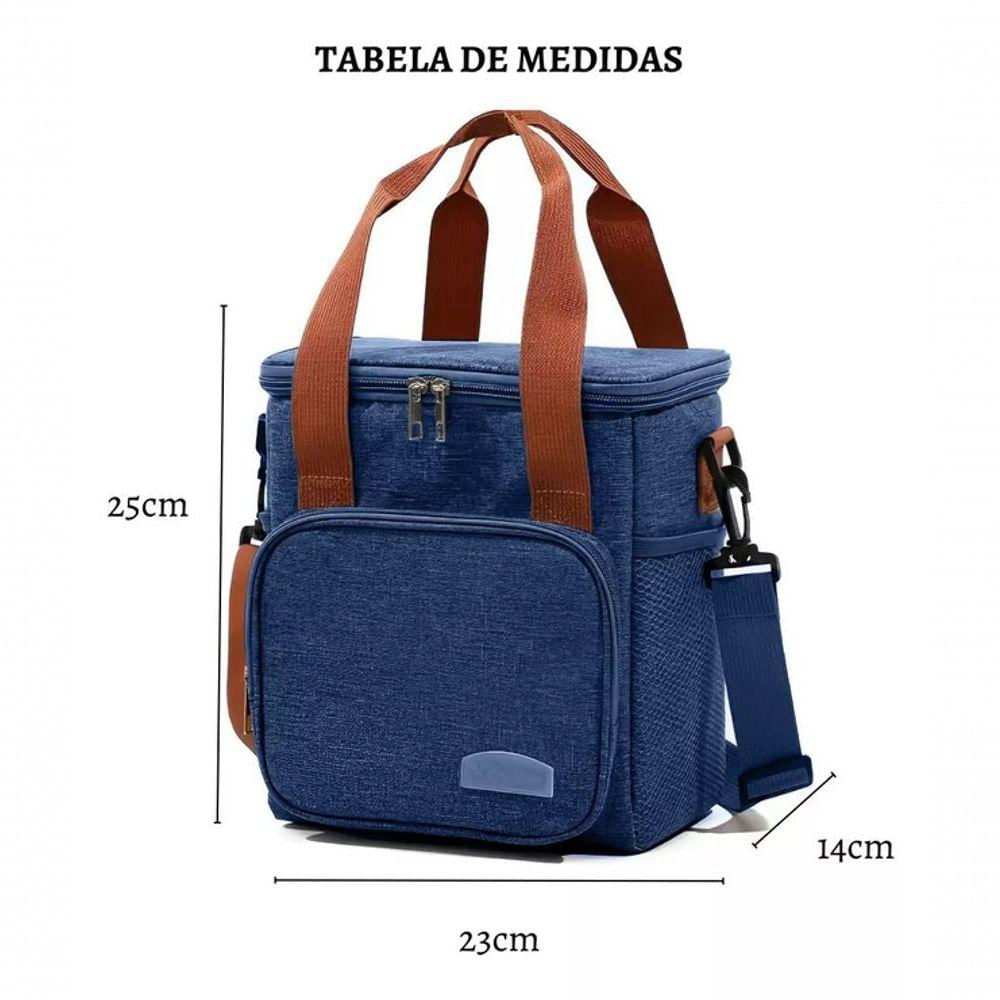 Bolsa Térmica Lancheira Alça Transversal Multiuso Moderna Reforçada Fitness Academia Trabalho Azul