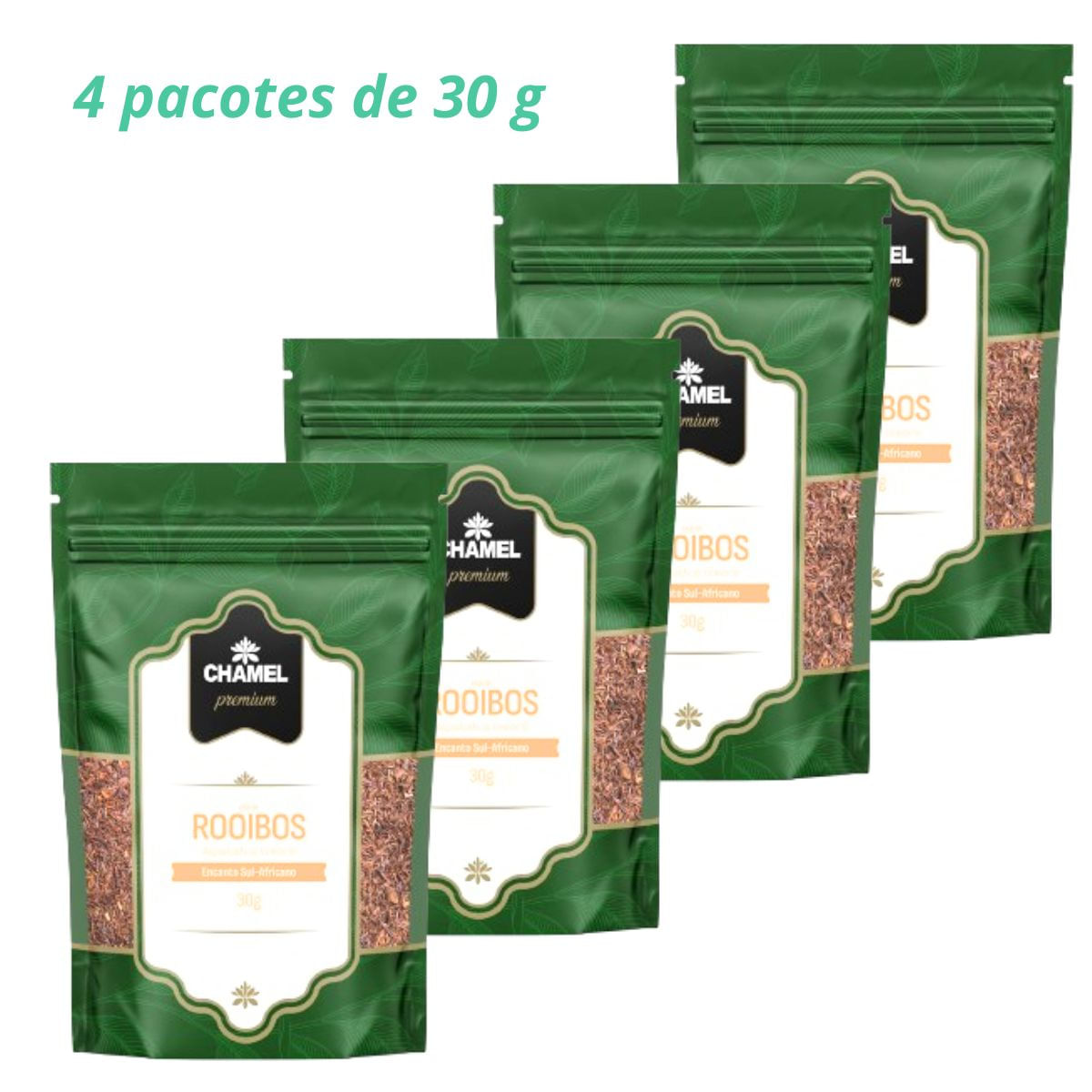 Chá de Rooibos (Aspalathus linearis) Encanto Sul-Africano 4 Pacotes c/ 30g  Chamel Premium