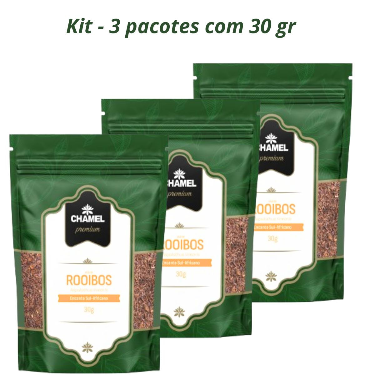 Chá de Rooibos (Aspalathus linearis) Encanto Sul-Africano 3 Pacotes c/ 30g  Chamel Premium