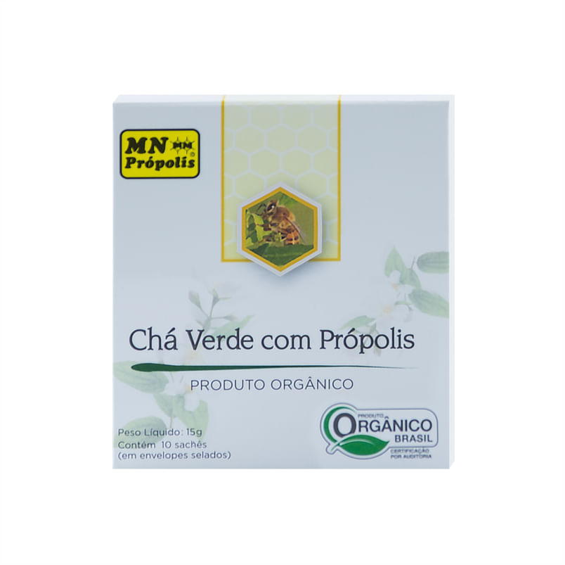 Chá Verde com Própolis Orgânico com 10 Sachês MN Food 15g