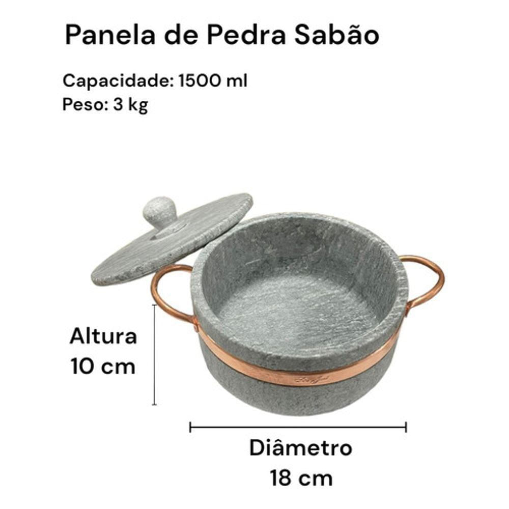 Panela De Pedra Sabão 1500 Ml