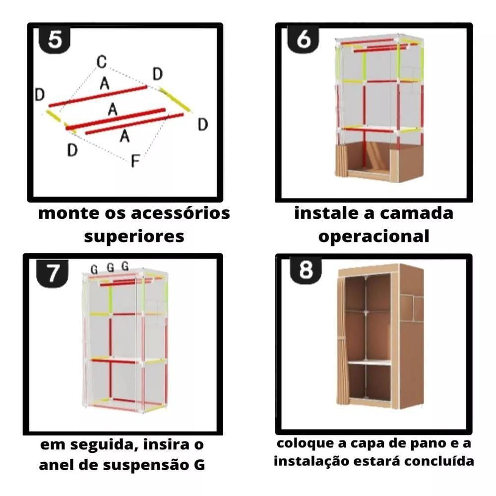 Guarda Roupa Portatil Sapateira Armario Organizador Cabideiro Dobravel Brinquedos Arara Praia Cor:vermelho