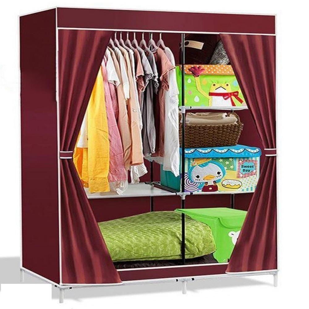 Guarda Roupa Grande 105cm Cabideiro Arara Organizador Portatil Sapateira Dobravel Multiuso Praia Cor:vermelho