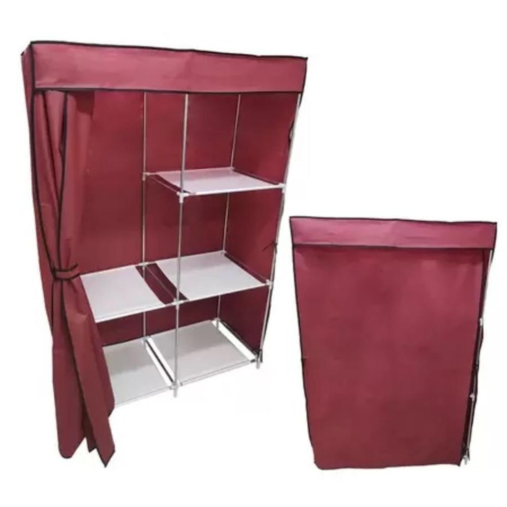 Guarda Roupa Grande 105cm Cabideiro Arara Organizador Portatil Sapateira Dobravel Multiuso Praia Cor:vermelho