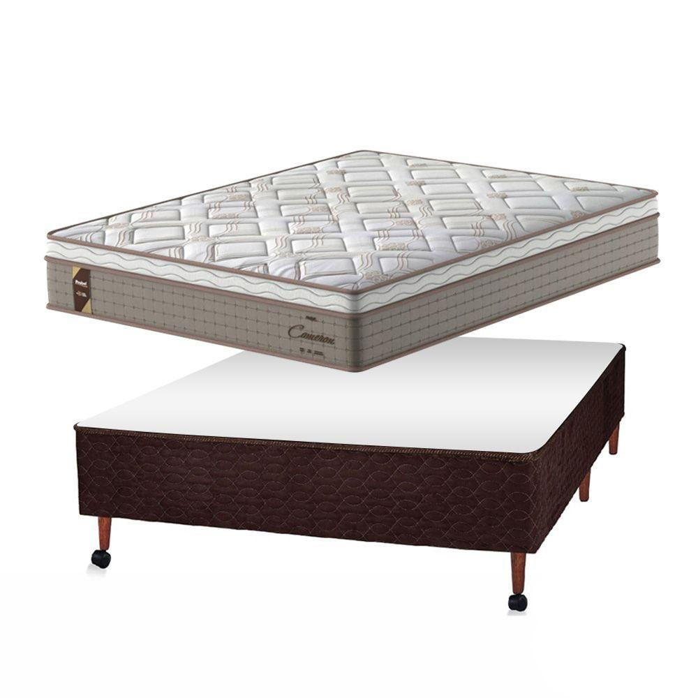 Conjunto Probel Cameron Box Castor Marrom Casal 138x188x70cm