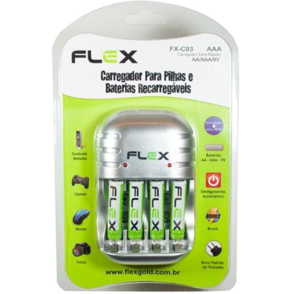 Carregador De Pilhas Aa-aaa-9v Fxc03aaa Bivolt Flex